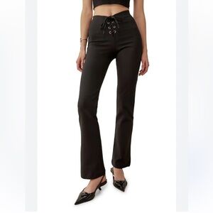 Reformation Len Lace-Up Flare Pants in Black